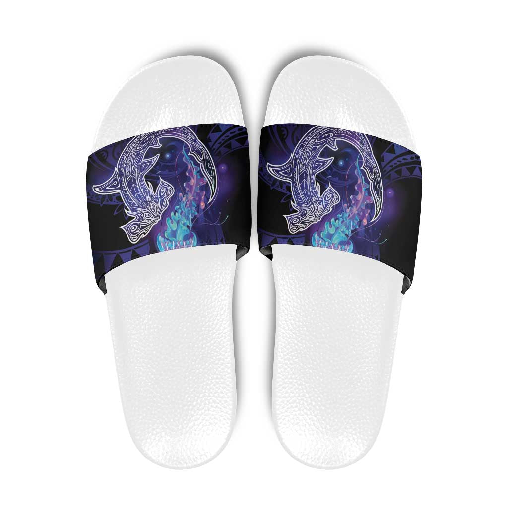 Polynesian Aumakua Slide Sandals Jellyfish with Shark - Polynesian Pride