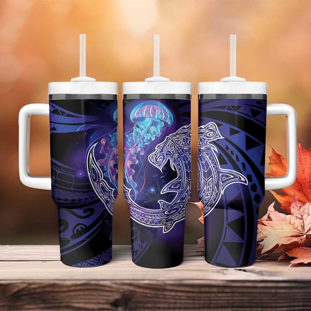 Polynesian Aumakua Tumbler With Handle Jellyfish with Shark - Polynesian Pride