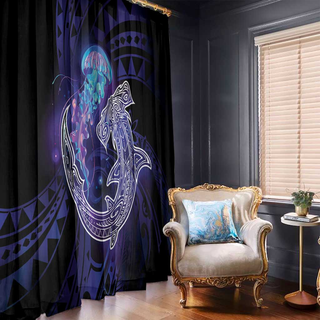 Polynesian Aumakua Window Curtain Jellyfish with Shark - Polynesian Pride