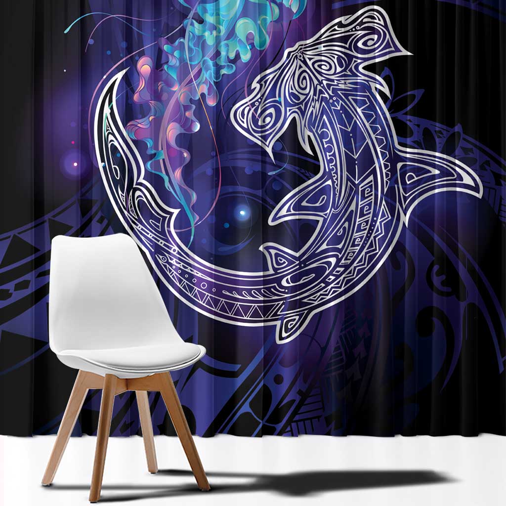 Polynesian Aumakua Window Curtain Jellyfish with Shark - Polynesian Pride