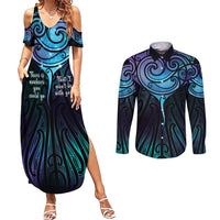 Aotearoa Maori Te Whai Rahi Couples Matching Summer Maxi Dress and Long Sleeve Button Shirt Tala - Nowhere You Could Go That I Won't Be With You - Polynesian Pride