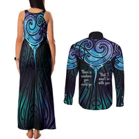 Aotearoa Maori Te Whai Rahi Couples Matching Tank Maxi Dress and Long Sleeve Button Shirt Tala - Nowhere You Could Go That I Won't Be With You - Polynesian Pride