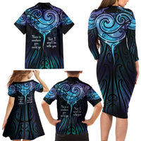 Aotearoa Maori Te Whai Rahi Family Matching Long Sleeve Bodycon Dress and Hawaiian Shirt Tala - Nowhere You Could Go That I Won't Be With You - Polynesian Pride