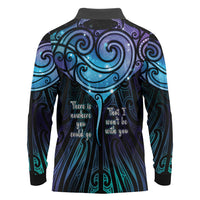 Aotearoa Maori Te Whai Rahi Long Sleeve Polo Shirt Tala - Nowhere You Could Go That I Won't Be With You - Polynesian Pride