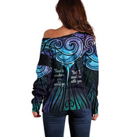 Aotearoa Maori Te Whai Rahi Off Shoulder Sweater Tala - Nowhere You Could Go That I Won't Be With You - Polynesian Pride