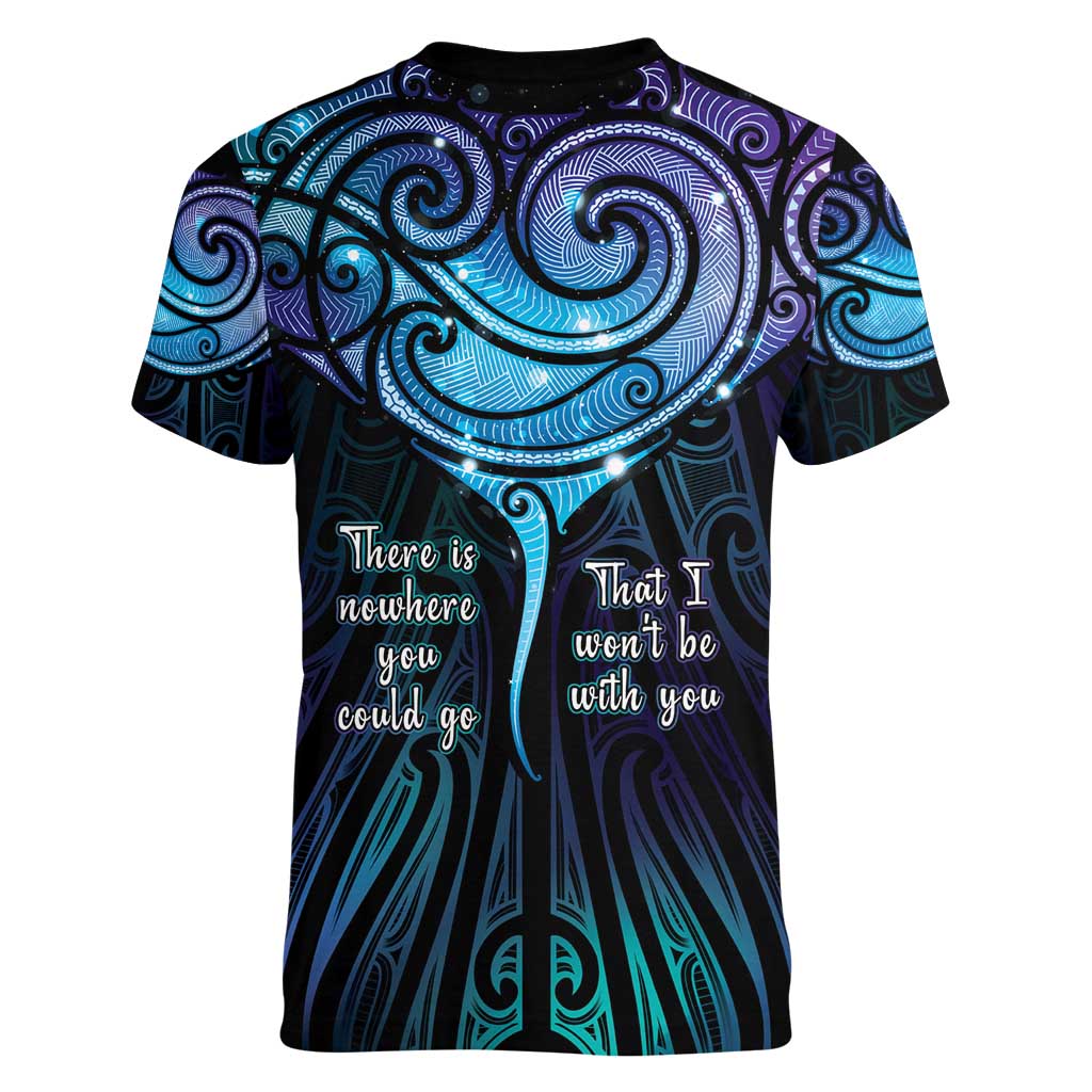 Aotearoa Maori Te Whai Rahi Women V-Neck T-Shirt Tala - Nowhere You Could Go That I Won't Be With You - Polynesian Pride