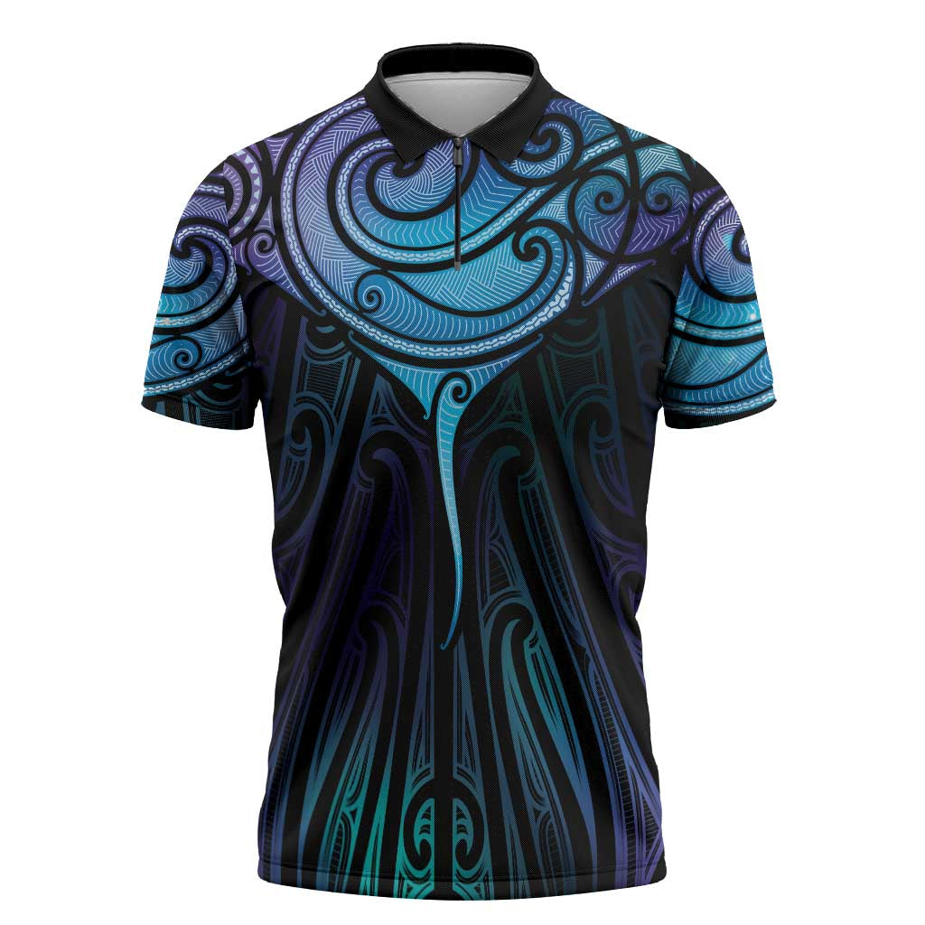 Aotearoa Maori Te Whai Rahi Zipper Polo Shirt Tala - Nowhere You Could Go That I Won't Be With You - Polynesian Pride