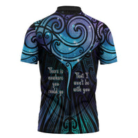 Aotearoa Maori Te Whai Rahi Zipper Polo Shirt Tala - Nowhere You Could Go That I Won't Be With You - Polynesian Pride