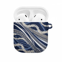 Polynesian Puakeniken Pikake Twisted Lei AirPods Case Navy Blue - Polynesian Pride