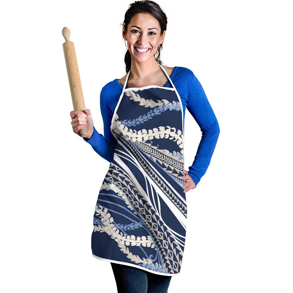 Polynesian Puakeniken Pikake Twisted Lei Apron Navy Blue - Polynesian Pride