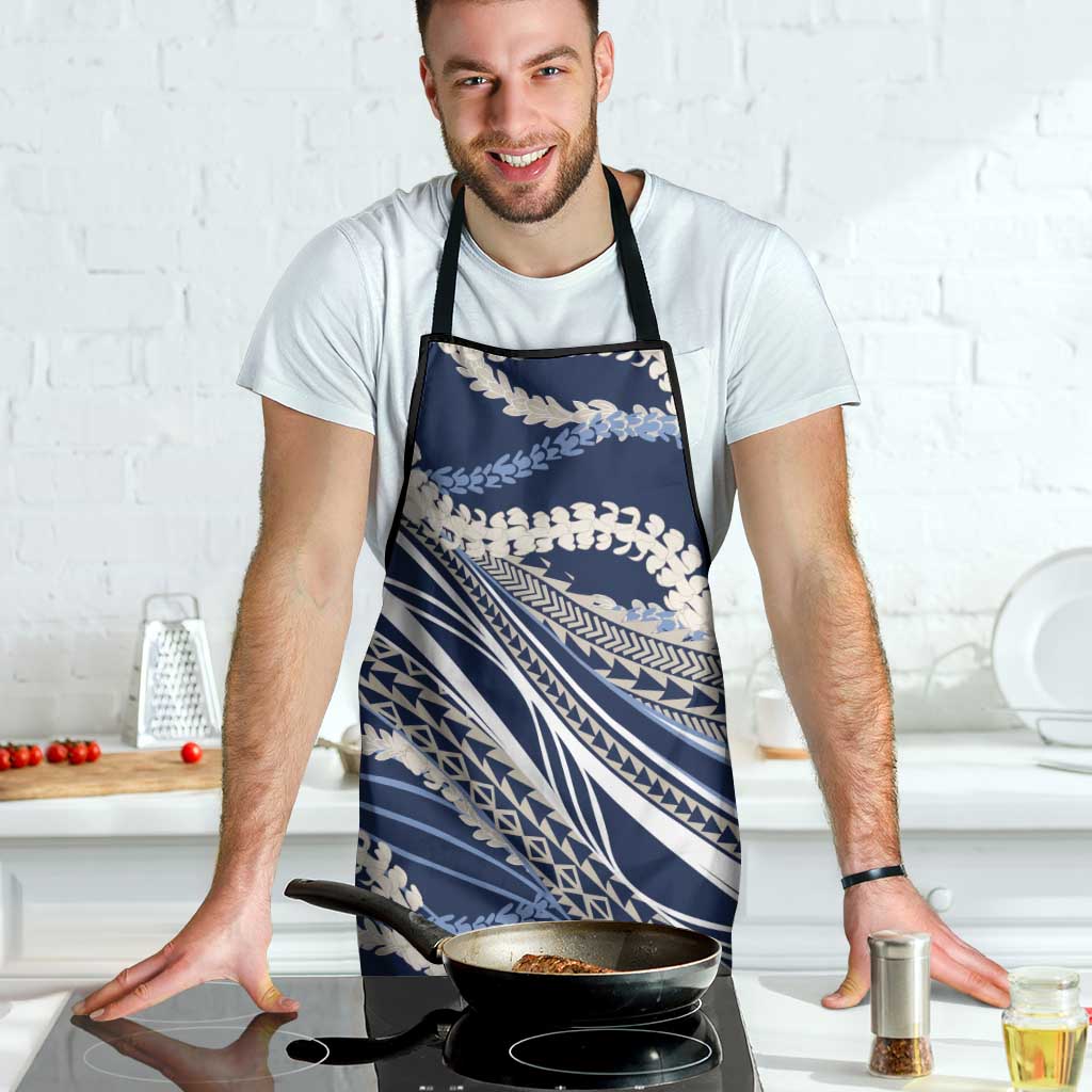 Polynesian Puakeniken Pikake Twisted Lei Apron Navy Blue - Polynesian Pride