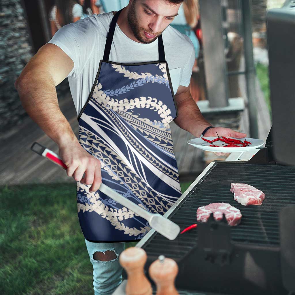 Polynesian Puakeniken Pikake Twisted Lei Apron Navy Blue - Polynesian Pride