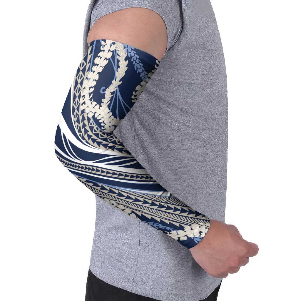 Polynesian Puakeniken Pikake Twisted Lei Arm Sleeves Navy Blue - Polynesian Pride