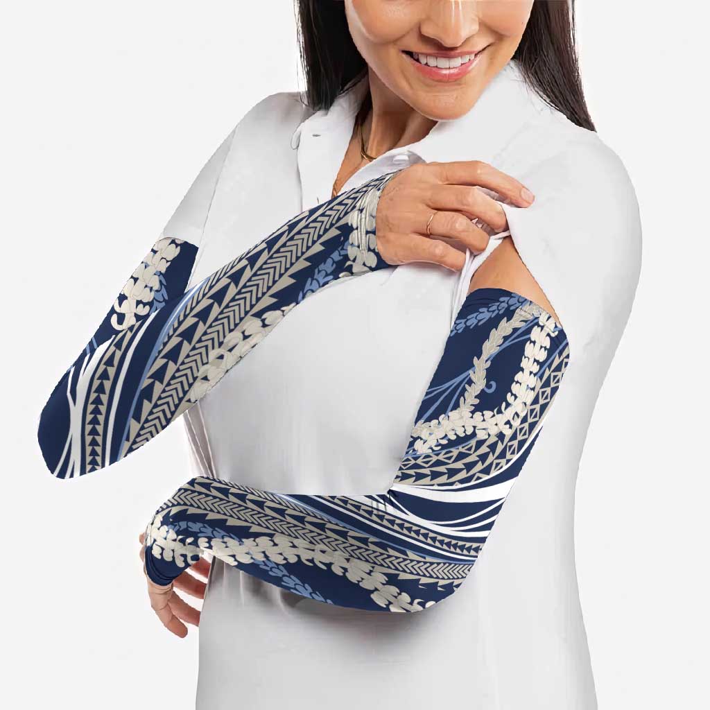 Polynesian Puakeniken Pikake Twisted Lei Arm Sleeves Navy Blue - Polynesian Pride