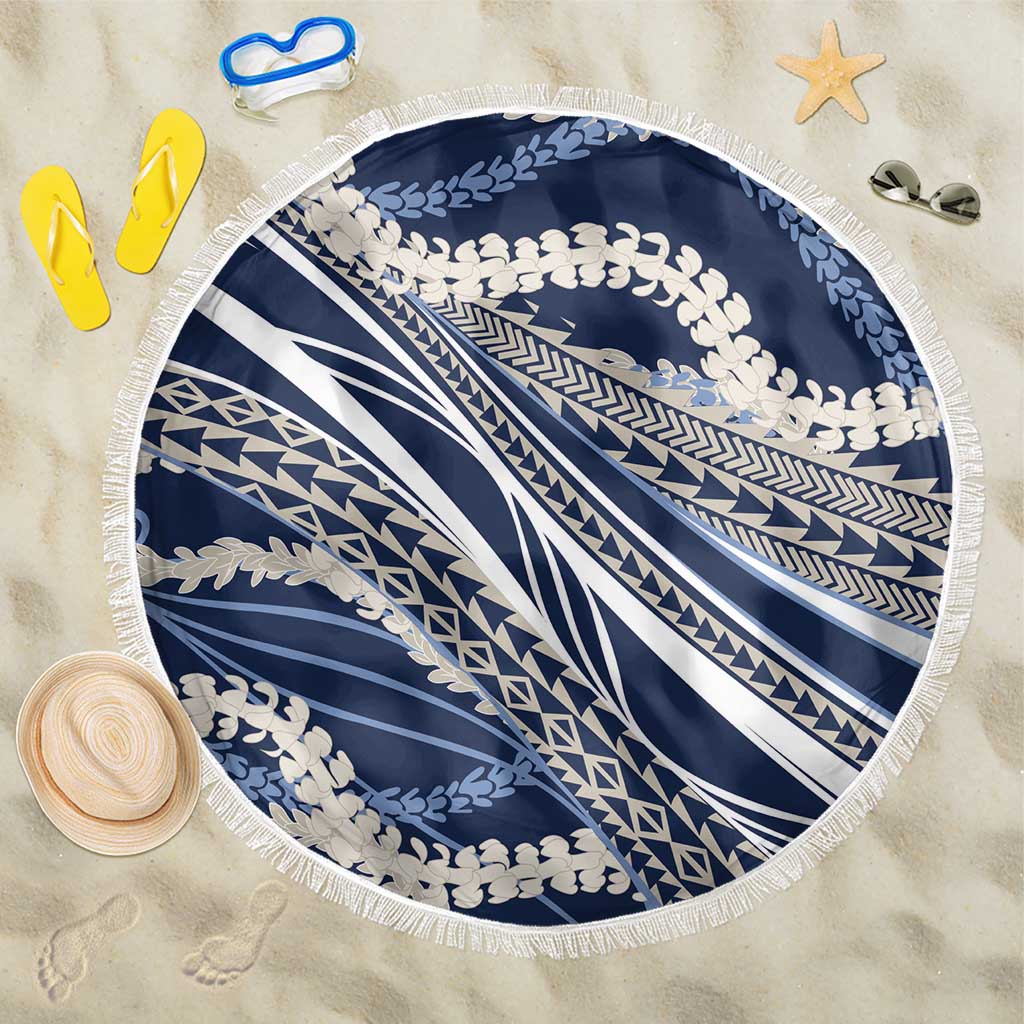 Polynesian Puakeniken Pikake Twisted Lei Beach Blanket Navy Blue - Polynesian Pride