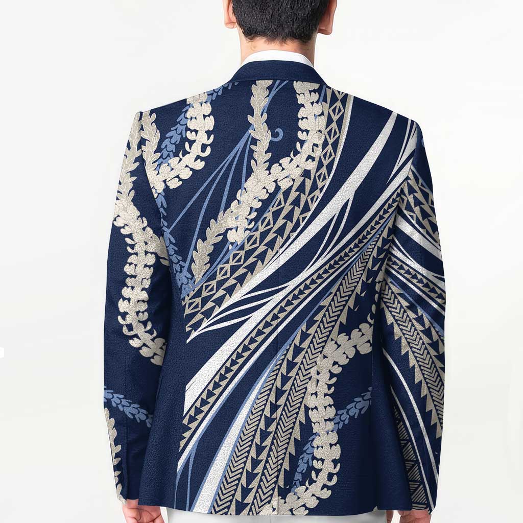 Polynesian Puakeniken Pikake Twisted Lei Blazer Navy Blue - Polynesian Pride
