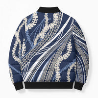 Polynesian Puakeniken Pikake Twisted Lei Bomber Puffer Jacket Navy Blue - Polynesian Pride