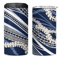 Polynesian Puakeniken Pikake Twisted Lei 4 in 1 Can Cooler Tumbler Navy Blue - Polynesian Pride
