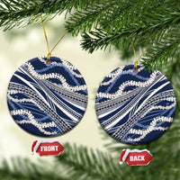 Polynesian Puakeniken Pikake Twisted Lei Ceramic Ornament Navy Blue - Polynesian Pride