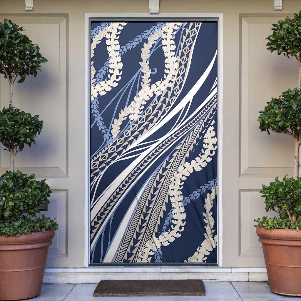 Polynesian Puakeniken Pikake Twisted Lei Door Cover Navy Blue - Polynesian Pride