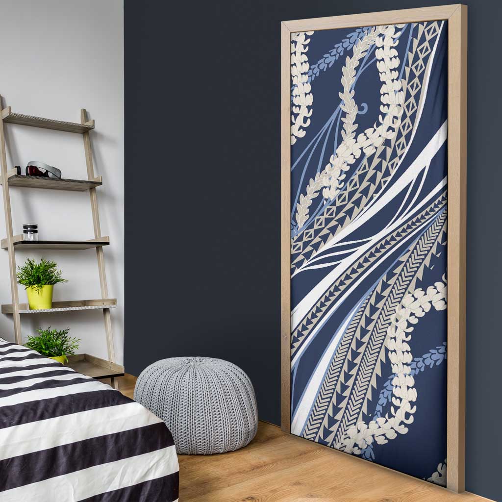 Polynesian Puakeniken Pikake Twisted Lei Door Cover Navy Blue - Polynesian Pride