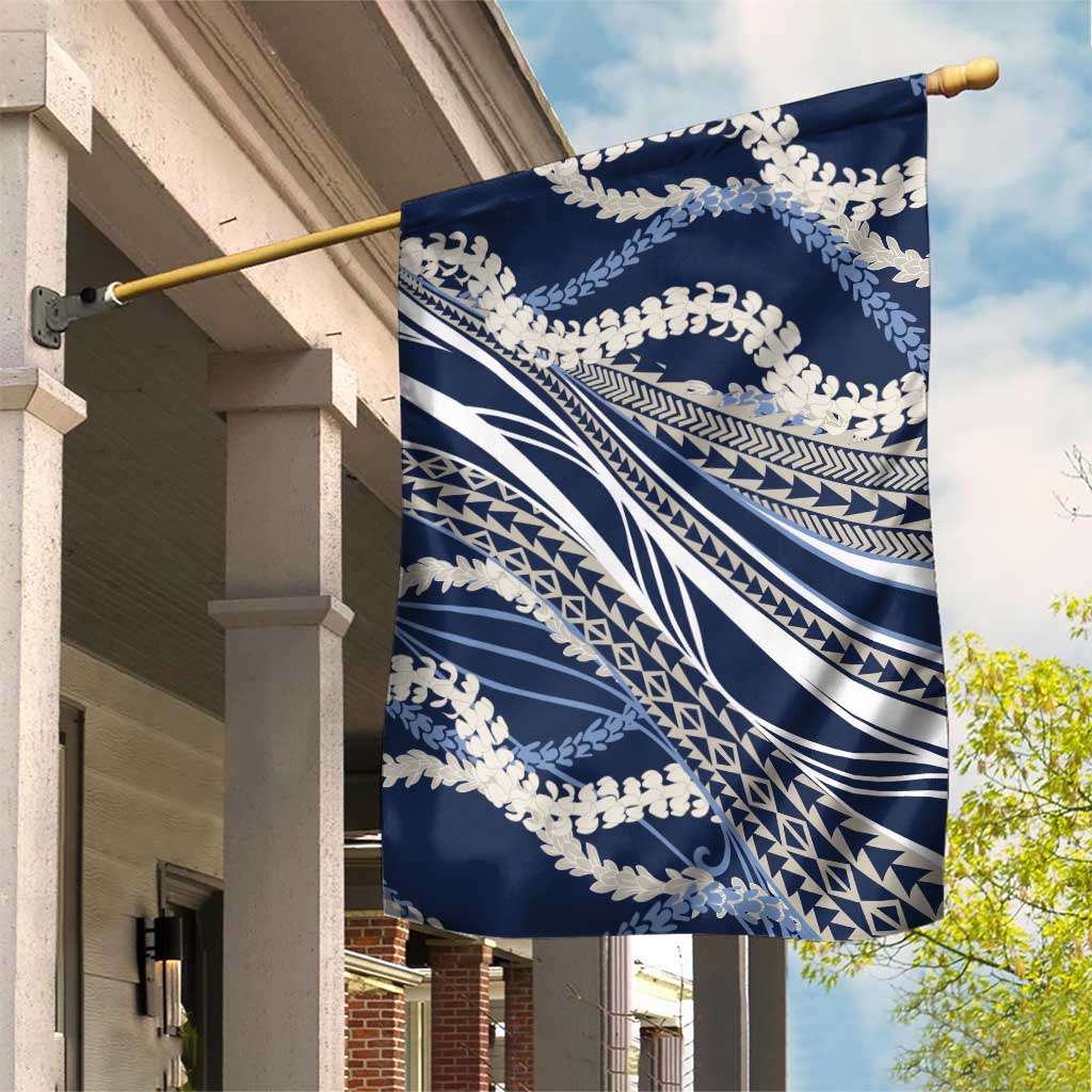 Polynesian Puakeniken Pikake Twisted Lei Garden Flag Navy Blue LT7 House Flag Navy Blue - Polynesian Pride