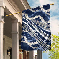 Polynesian Puakeniken Pikake Twisted Lei Garden Flag Navy Blue - Polynesian Pride