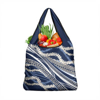 Polynesian Puakeniken Pikake Twisted Lei Grocery Bag Navy Blue - Polynesian Pride