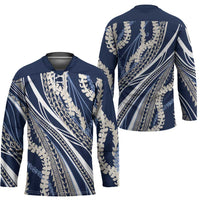 Polynesian Puakeniken Pikake Twisted Lei Hockey Jersey Navy Blue - Polynesian Pride
