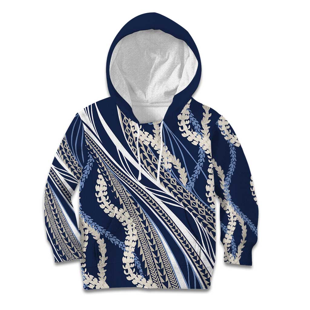 Polynesian Puakeniken Pikake Twisted Lei Kid Hoodie Navy Blue LT7 Hoodie Navy Blue - Polynesian Pride