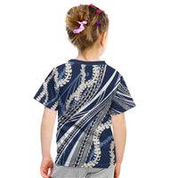 Polynesian Puakeniken Pikake Twisted Lei Kid T Shirt Navy Blue - Polynesian Pride