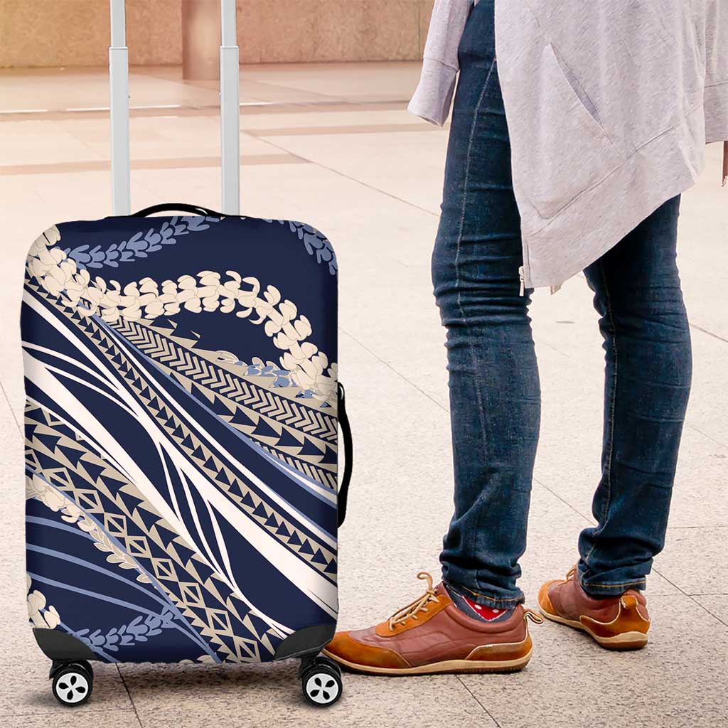 Polynesian Puakeniken Pikake Twisted Lei Luggage Cover Navy Blue LT7 Navy Blue - Polynesian Pride