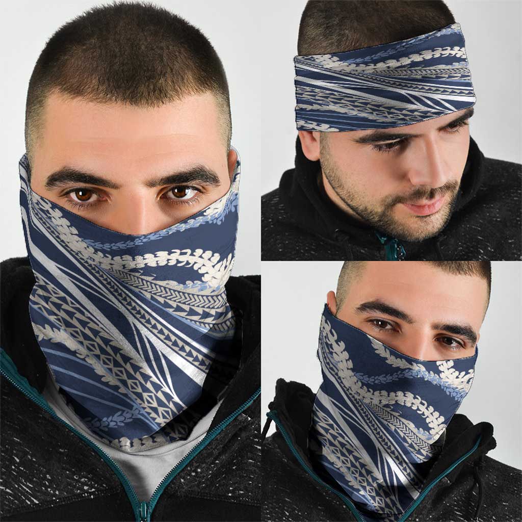 Polynesian Puakeniken Pikake Twisted Lei Neck Gaiter Navy Blue - Polynesian Pride
