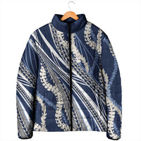 Polynesian Puakeniken Pikake Twisted Lei Padded Jacket Navy Blue - Polynesian Pride