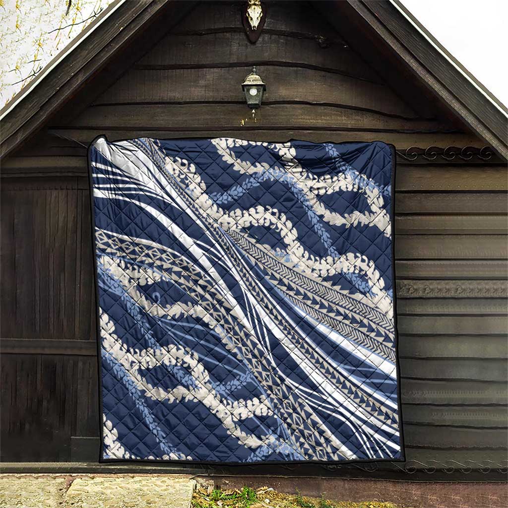 Polynesian Puakeniken Pikake Twisted Lei Quilt Navy Blue - Polynesian Pride