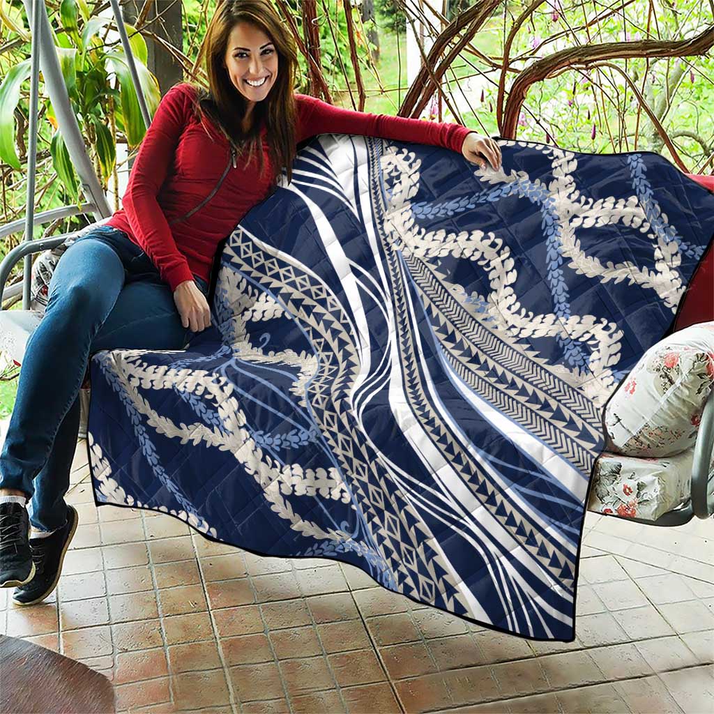 Polynesian Puakeniken Pikake Twisted Lei Quilt Navy Blue - Polynesian Pride