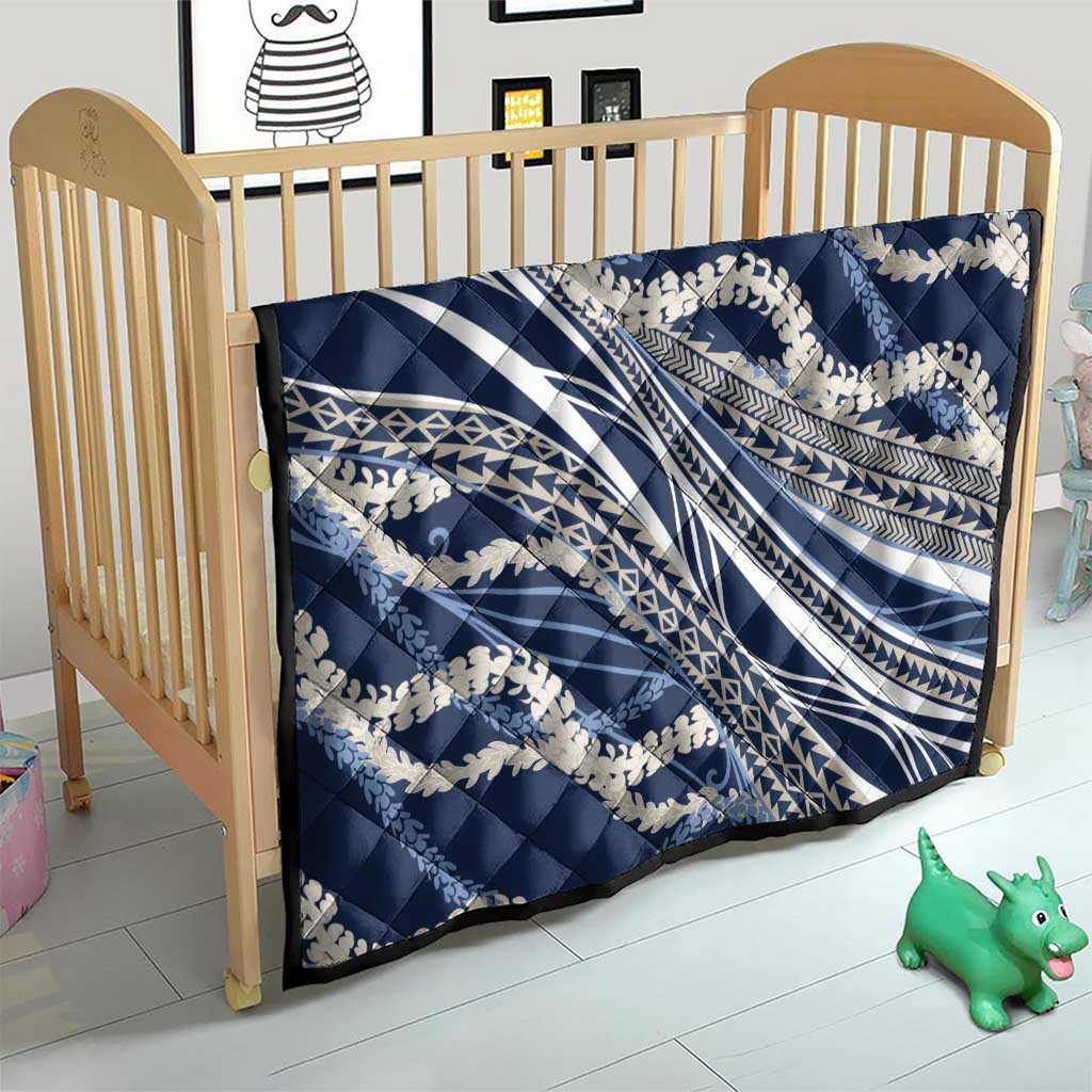 Polynesian Puakeniken Pikake Twisted Lei Quilt Navy Blue - Polynesian Pride