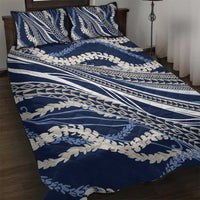 Polynesian Puakeniken Pikake Twisted Lei Quilt Bed Set Navy Blue - Polynesian Pride
