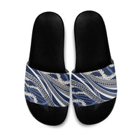 Polynesian Puakeniken Pikake Twisted Lei Slide Sandals Navy Blue - Polynesian Pride