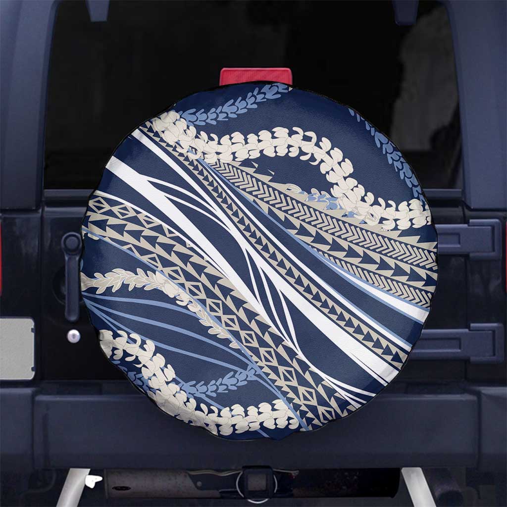Polynesian Puakeniken Pikake Twisted Lei Spare Tire Cover Navy Blue - Polynesian Pride