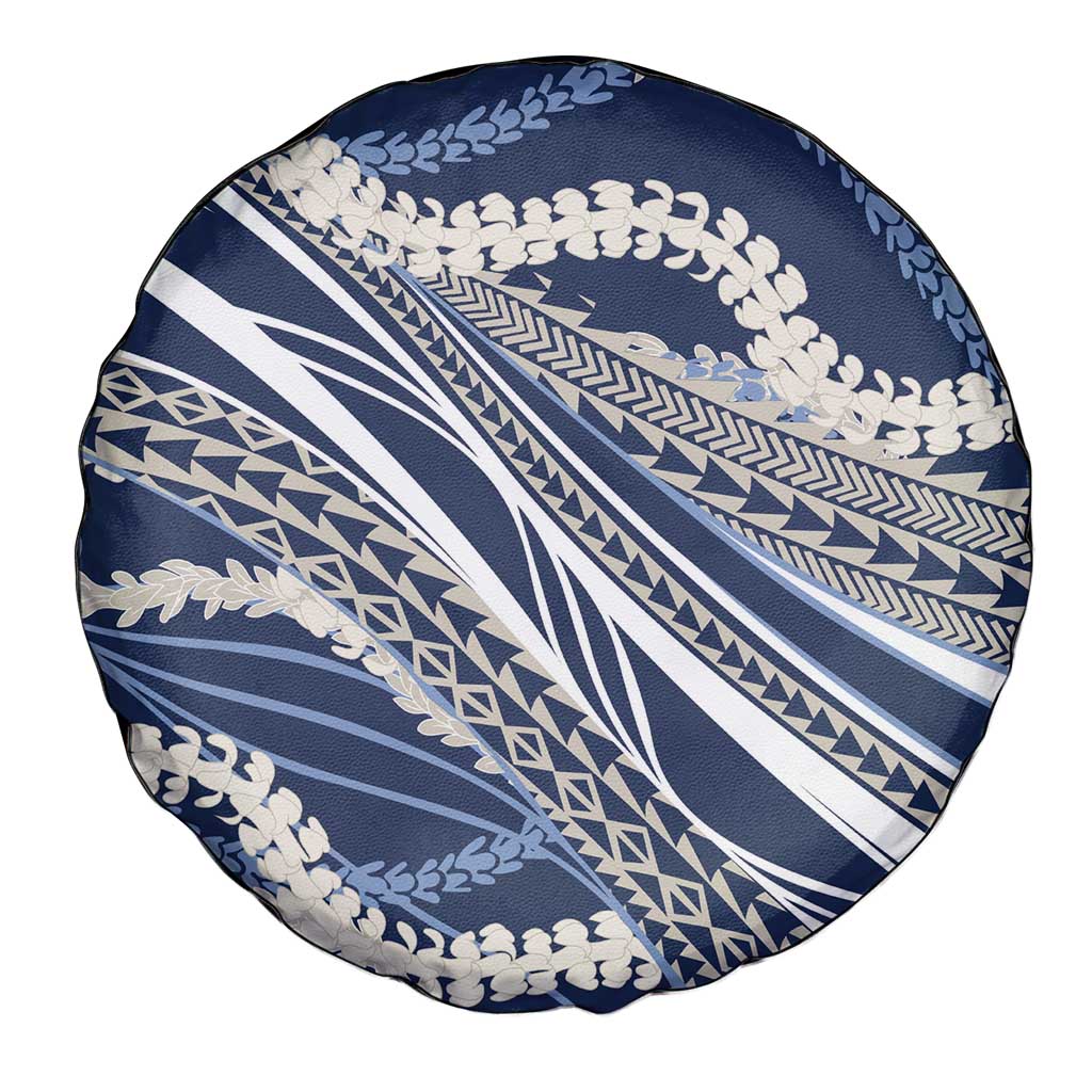 Polynesian Puakeniken Pikake Twisted Lei Spare Tire Cover Navy Blue - Polynesian Pride