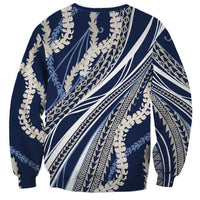 Polynesian Puakeniken Pikake Twisted Lei Sweatshirt Navy Blue - Polynesian Pride