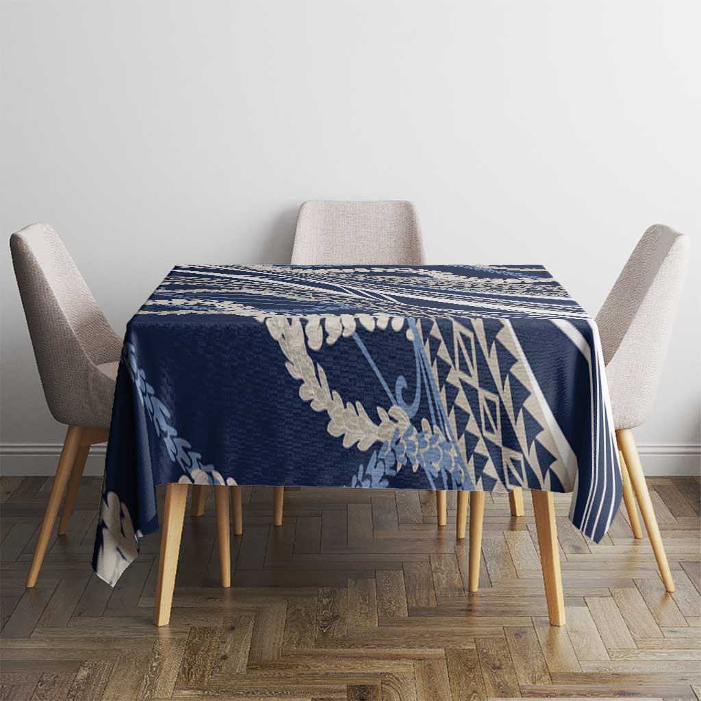 Polynesian Puakeniken Pikake Twisted Lei Tablecloth Navy Blue - Polynesian Pride