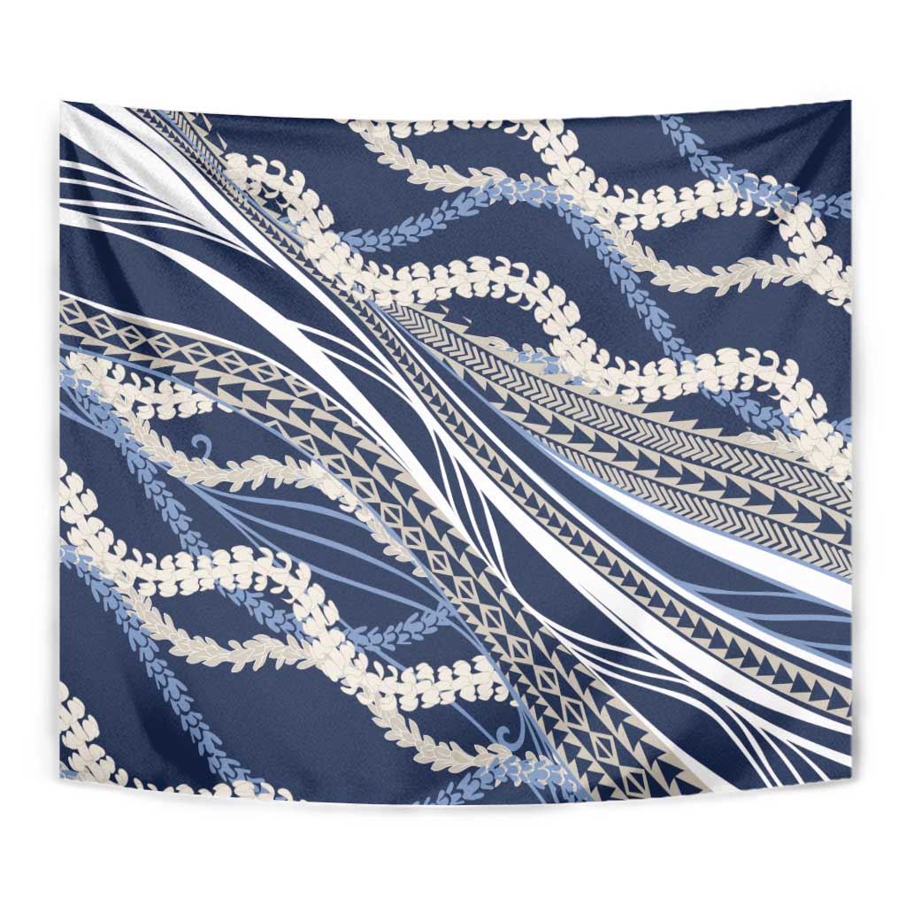 Polynesian Puakeniken Pikake Twisted Lei Tapestry Navy Blue - Polynesian Pride