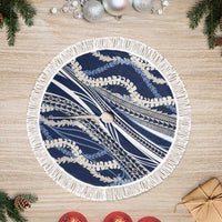 Polynesian Puakeniken Pikake Twisted Lei Tree Skirt Navy Blue - Polynesian Pride