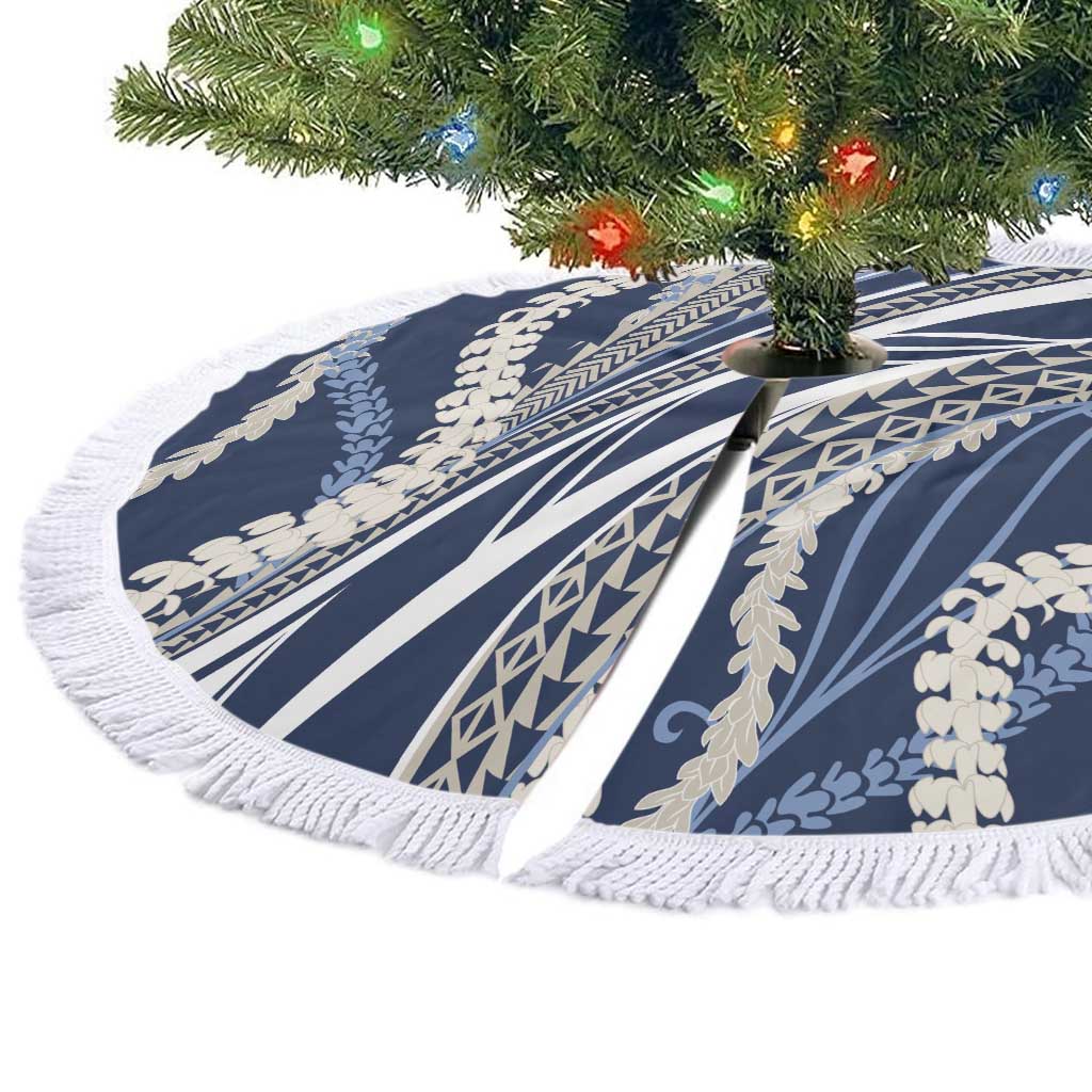 Polynesian Puakeniken Pikake Twisted Lei Tree Skirt Navy Blue - Polynesian Pride