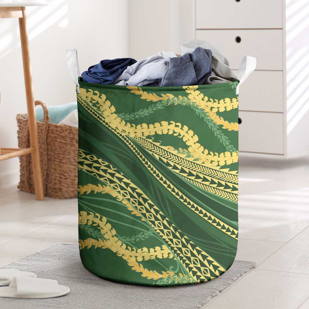 Polynesian Puakeniken Pikake Twisted Lei Laundry Basket Emerald - Polynesian Pride