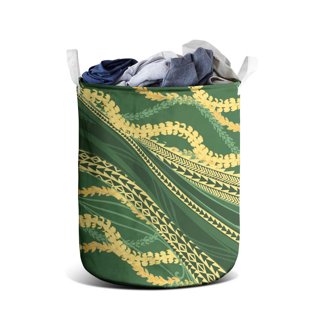 Polynesian Puakeniken Pikake Twisted Lei Laundry Basket Emerald - Polynesian Pride