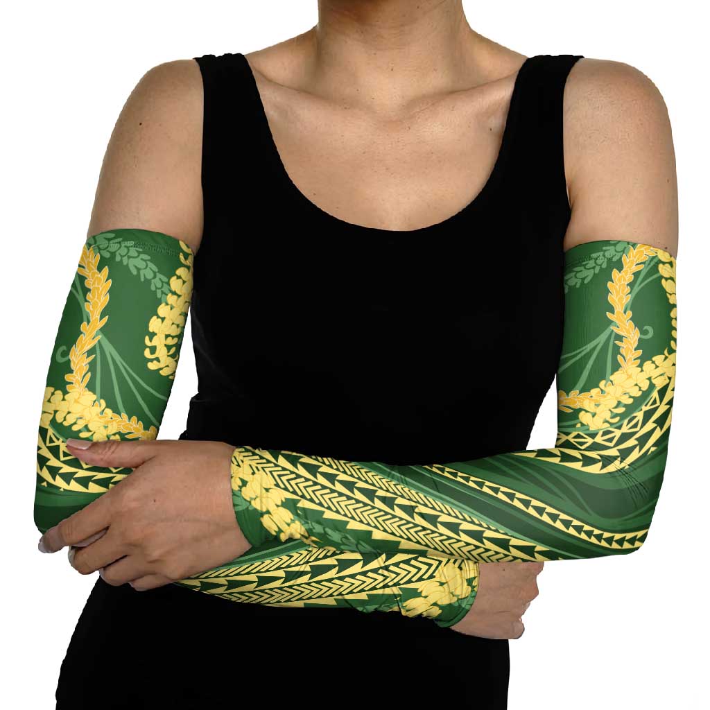 Polynesian Puakeniken Pikake Twisted Lei Arm Sleeves Emerald - Polynesian Pride