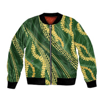 Polynesian Puakeniken Pikake Twisted Lei Bomber Jacket Emerald - Polynesian Pride